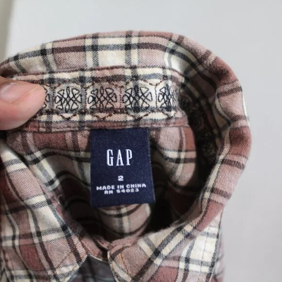 GAP Plaid Button Down Shirt - Brown and White - Picture 7 of 7